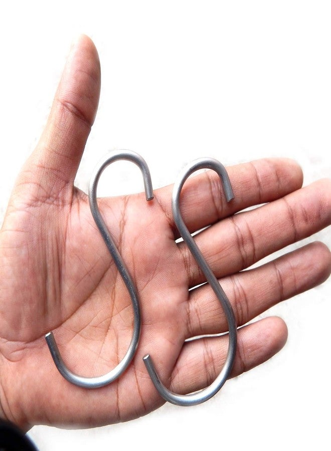 BnoSpace Stainless Steel S Hooks for Hanging 3.5 Inch, 4mm Thick Heavy Duty Hooks up to 15kg - S Shaped Hangers for Kitchen Rack, Utensils, Pots, Bags, Towels & Plants (Pack of 10, Silver) - Image 4